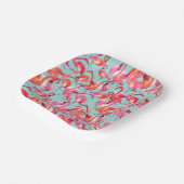 水彩フラミンゴスギャザー ペーパープレート (傾斜あり)