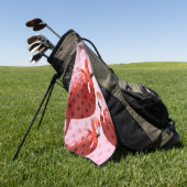 水彩フラミンゴ模様 ゴルフタオル (グリーン)