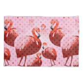 水彩フラミンゴ模様 枕カバー (裏面)