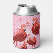 水彩フラミンゴ模様 缶クーラー (缶正面)
