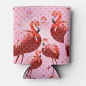 水彩フラミンゴ模様 缶クーラー (正面)