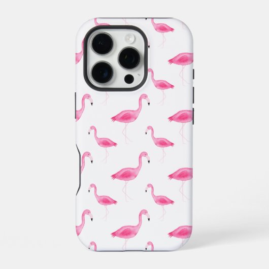 水彩フラミンゴ模様 iPhoneケース (裏面)
