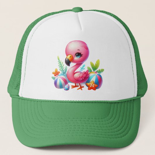 水彩フラミンゴ漫画クリップアート キャップ (正面)