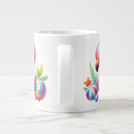 水彩フラミンゴ漫画クリップアート ジャンボコーヒーマグカップ (裏面)