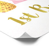 水彩フラミンゴ1歳の誕生日ウェルカムポスター ポスター (角)