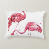 水彩フラミンゴ、エレガントデザイン。 アクセントクッション (裏面)