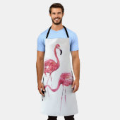 水彩フラミンゴ、エレガントデザイン。 エプロン (着用した状態)