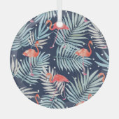 水彩フラミンゴ:ピンクのトロピカルエレガンス。 ガラスオーナメント (正面)