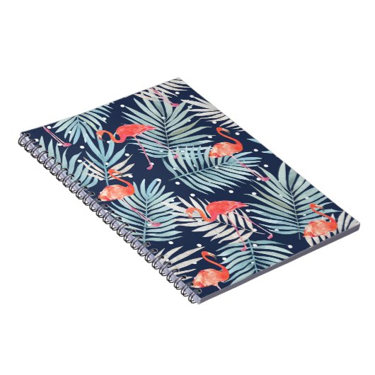 水彩フラミンゴ:ピンクのトロピカルエレガンス。 ノートブック (右側)