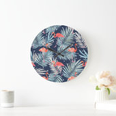 水彩フラミンゴ:ピンクのトロピカルエレガンス。 ラージ壁時計 (ホーム)