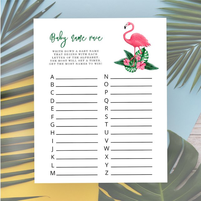 水彩フラミンゴ – ベビー名レースゲーム (クリエイターアップロード済み)