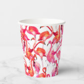 水彩フラミンゴ 紙コップ (正面)