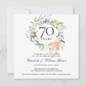 水彩フラワーの70周年記念結婚式アニバーサリー 招待状 (正面)