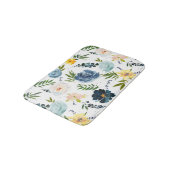 水彩フラワーアウトドアガーデンバラブルーイエロー バスマット (アングル)