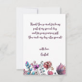 水彩フラワーアダルト誕生日 サンキューカード (正面)