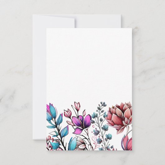 水彩フラワーアダルト誕生日 サンキューカード (裏面)