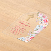 水彩フラワーアーチ確認 アクリル招待状 (レイダウン)