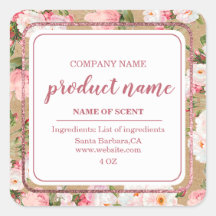 水彩フラワーオンクラフト紙ラベル