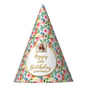 水彩フラワーカスタム文字ハッピーバースデー パーティーハット (正面)