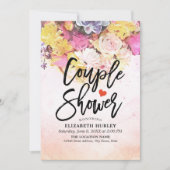 水彩フラワーカップルのシャワーウェディングシャワー 招待状 (正面)