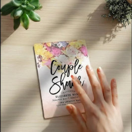 水彩フラワーカップルのシャワーウェディングシャワー 招待状