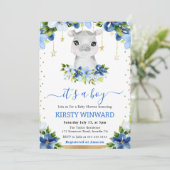 水彩フラワーカバの赤ちゃんシャワー 招待状 (スタンド正面)