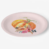 水彩フラワーカボチャプレート ペーパープレート (アングル)