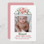 水彩フラワーガールズフォトベビー発表 案内状 (正面/裏面)