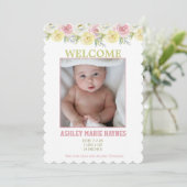 水彩フラワーガールズフォトベビー発表 案内状 (スタンド正面)