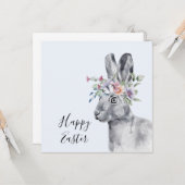 水彩フラワークラウンバニーイースター カード (正面/裏面インサイチュ)