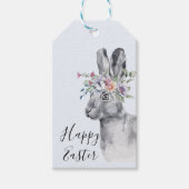 水彩フラワークラウンバニーイースター ギフトタグ (正面)