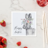 水彩フラワークラウンバニーイースター スタンダードカクテルナプキン (インサイチュ)