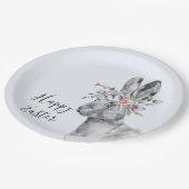 水彩フラワークラウンバニーイースター ペーパープレート (アングル)