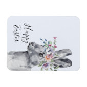 水彩フラワークラウンバニーイースター マグネット (横)