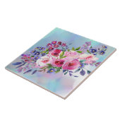 水彩フラワーコースターセラミックタイル熱プレート タイル (側面)