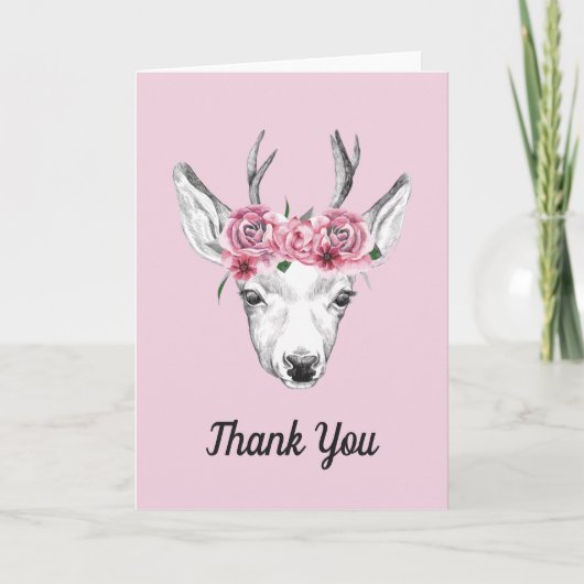 水彩フラワーシカ | テキストの追加 カード (正面)