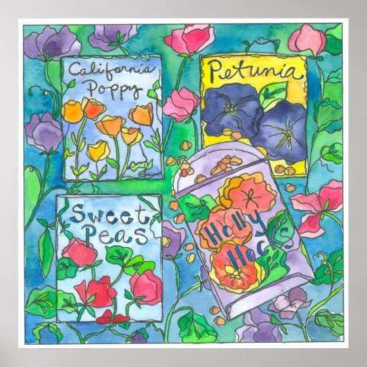 水彩フラワーシードパケット ポスター (正面)