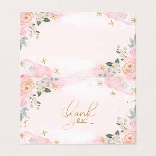 水彩フラワースノーフレークありがとう 名刺 (外部フラット)