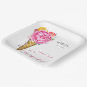 水彩フラワーズアイスクリーム – ブライダルシャワー ペーパープレート (傾斜あり)