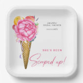 水彩フラワーズアイスクリーム – ブライダルシャワー ペーパープレート (正面)