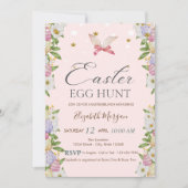 水彩フラワーズエッグバニー耳 招待状 (正面)