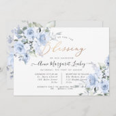 水彩フラワーズダスティブルーバラ賛美ズ 招待状 (正面/裏面)