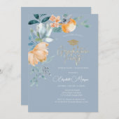 水彩フラワーズダスティーブルードエクセシションパーティー 招待状 (正面/裏面)
