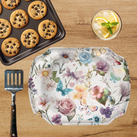 水彩フラワーズデコップティッシュ紙 薄葉紙