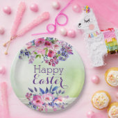 水彩フラワーズハッピーイースター紙プレート ペーパープレート (パーティー)