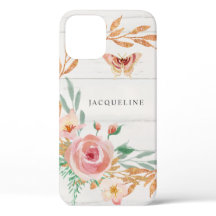 水彩フラワーズバラ金ゴールドグリッターグリーナリーウッド