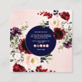 水彩フラワーズバーガンディーメルロ赤面 スクエア名刺 (裏面)