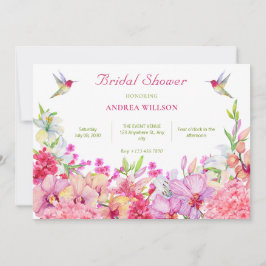 水彩フラワーズバードガーデンブライダルシャワー 招待状