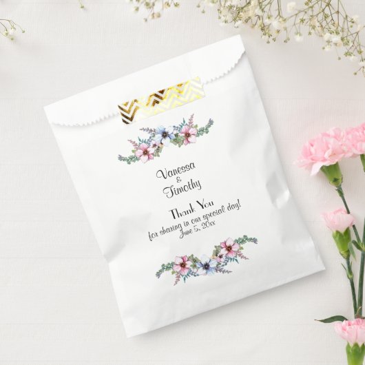 水彩フラワーズパーソナル結婚式の引き出物 フェイバーバッグ (封をした状態)