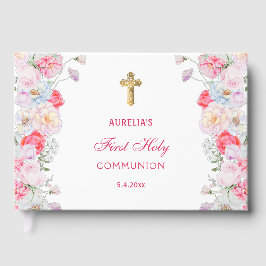 水彩フラワーズファースト・コミュニオンゲストブック ゲストブック